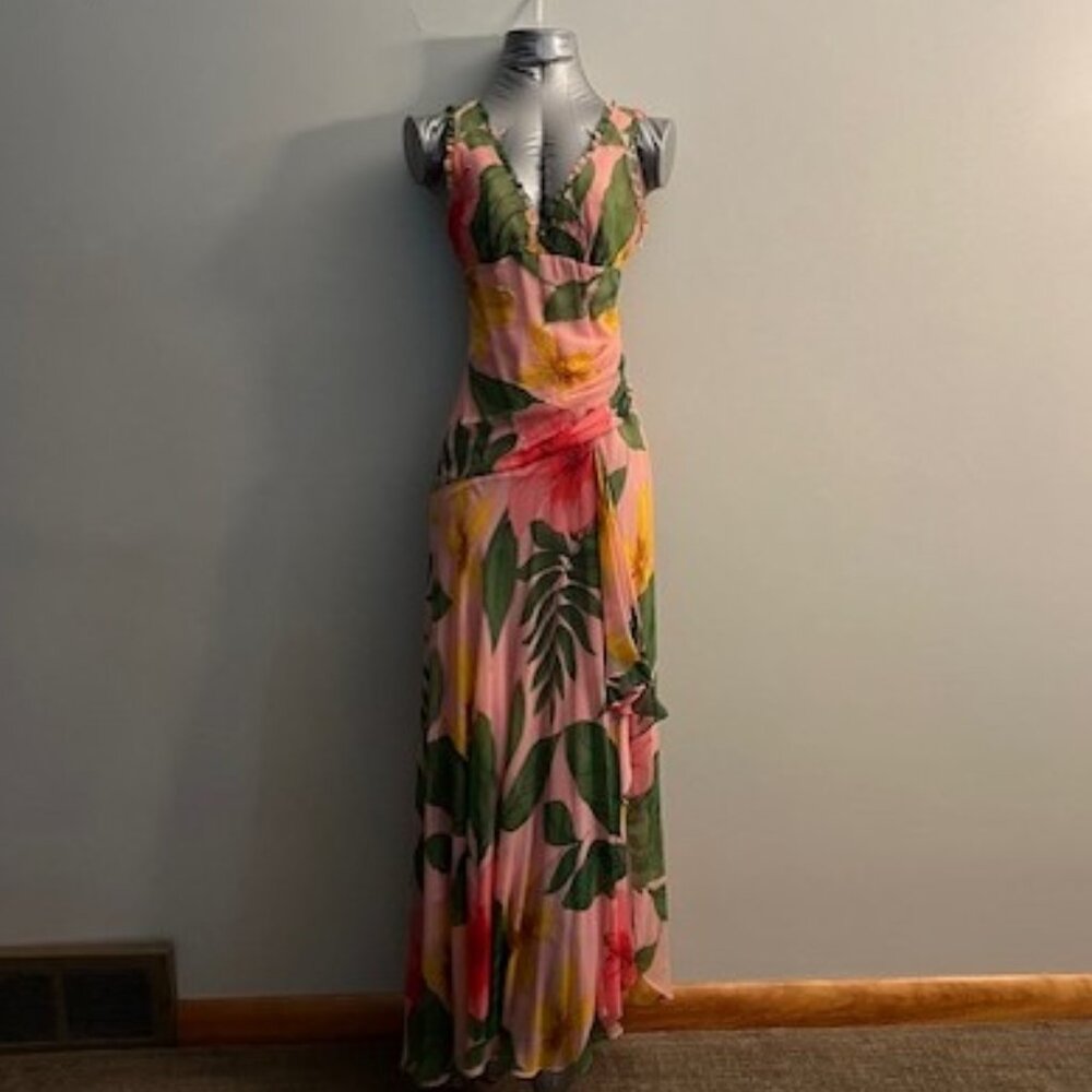 BCBG Tropical Floral Beaded Dress
